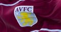 Close-up of Aston Villa Football Club flag waving