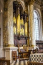 BIRMINGHAM, UK - March 2018 Intricate Art Carvings and Cherub Faces Decorate the Organ Pipes at St. Philip Cathedral