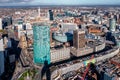 Aerial view of a Birmingham cityscape skyline