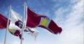 Aston Villa and Premier League flags waving on a clear day