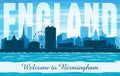 Birmingham United Kingdom city skyline vector silhouette Royalty Free Stock Photo