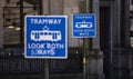 Birmingham, West Midlands, UK, May 2021, a Tramway crossing by Victoria Square