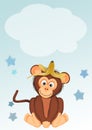 Birth announcement card for baby boy with monkey Royalty Free Stock Photo