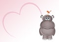 Birth announcement card for baby girl with hippo Royalty Free Stock Photo