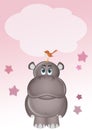 birth announcement card for baby girl with hippo Royalty Free Stock Photo