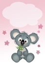 Birth announcement card for baby girl with koala Royalty Free Stock Photo