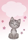 birth announcement card for baby girl with little cat Royalty Free Stock Photo