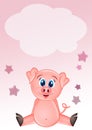 Birth announcement card for baby girl with pig Royalty Free Stock Photo