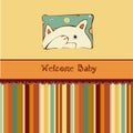 Birth card announcement with cat Royalty Free Stock Photo