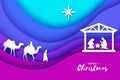 Birth of Christ. Baby Jesus in the manger. Holy Family. Magi. Three wise kings and star of Bethlehem - east comet Royalty Free Stock Photo