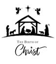 The Birth of Christ, Christmas nativity scene in black color Royalty Free Stock Photo