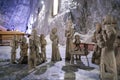 Birth of Christ scene with wooden statues in ht Salt Mine Museum of Praid, Transylvania