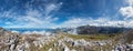 Panoramic view from mount Lisen to the Mediterranean sea, the foothills of the Balkans and the cloudy sky Royalty Free Stock Photo