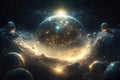 Birth of a Galaxy in Space, Stars and planets in Outerspace, Abstract, Night, Lens Flare Royalty Free Stock Photo