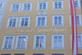 Birth house of Wolfgang Amadeus Mozart in Salzburg Austria Royalty Free Stock Photo