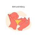 Birth and infancy concept. Flat vector illustration