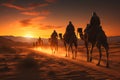 Birth of Jesus Christ in Bethlehem, three kings riding on camels through the desert night , religion and faith of christianity Royalty Free Stock Photo