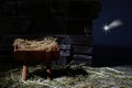 Birth of Jesus. Christmas nativity scene. Manager and star. Royalty Free Stock Photo