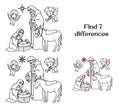 The Birth of Jesus in the Manger. Nativity Scene. Find 7 differences. Royalty Free Stock Photo