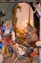 Birth of Jesus in the manger in a typical italian Presepe Royalty Free Stock Photo