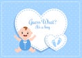 Birth Photo is it a Boy with a Baby Image and Blue Color Background Cartoon Illustration for Greeting Card or Signboard Royalty Free Stock Photo