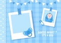 Birth Photo is it a Boy with a Baby Image and Blue Color Background Cartoon Illustration for Greeting Card or Signboard Royalty Free Stock Photo