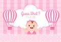 Birth Photo is it a Girl with a Baby Image and Pink Color Background Cartoon Illustration for Greeting Card or Signboard Royalty Free Stock Photo