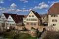 Birth place of the jurist Karl Georg WÃÂ¤chter and city wall in Marbach am Neckar, Germany Royalty Free Stock Photo