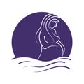 Water birth logo design vector woman and nature symbol illustration