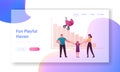 Birth Rate and Demographic Datum Landing Page Template. Parents and Daughter Characters Royalty Free Stock Photo