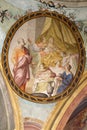 Birth of Saint John the Baptist, fresco on the ceiling of the Saint John the Baptist church in Zagreb Royalty Free Stock Photo