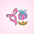 Birthda gift and gift ribbon ribbon collection set illustration vector Royalty Free Stock Photo