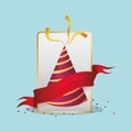 birthdat hat confetti red ribbon Royalty Free Stock Photo