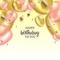Happy Birthday background. Pink and Gold Balloons. Royalty Free Stock Photo