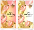 Happy Birthday background. Pink and Gold Balloons. Royalty Free Stock Photo