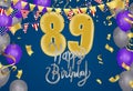 Birthday anniversary 89th and color balloons background with place for text Royalty Free Stock Photo