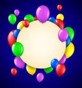 Birthday background with colorful balloons and place for text Royalty Free Stock Photo