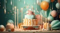 Birthday background decorated with cake colorful sprinkles and ten candles Royalty Free Stock Photo