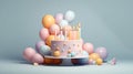 Birthday background decorated with cake colorful sprinkles and ten candles Royalty Free Stock Photo