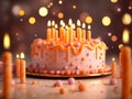 Birthday background decorated with cake colorful sprinkles and ten candles Royalty Free Stock Photo