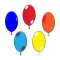 Birthday ballon cartoon with five color variations