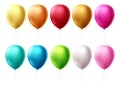 Birthday balloons set vector design. Colorful balloons isolated in white background Royalty Free Stock Photo