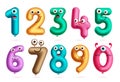 Birthday balloons vector set design. Balloon numbers cute cartoon collection for party Royalty Free Stock Photo