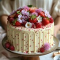 birthday berry cake in a plate