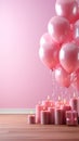 Birthday bliss, pink backdrop adorned with 3D pastel balloons, offering copy space