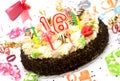 Birthday cake for 16 years jubilee Royalty Free Stock Photo