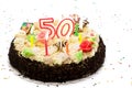 Birthday cake for 50 years jubilee Royalty Free Stock Photo