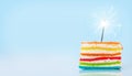 Birthday cake with burning sparkler Royalty Free Stock Photo