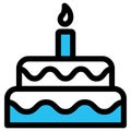 Birthday cake, cake fill vector icon which can easily modify or edit