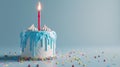 The birthday cake with candle.AI generated image Royalty Free Stock Photo